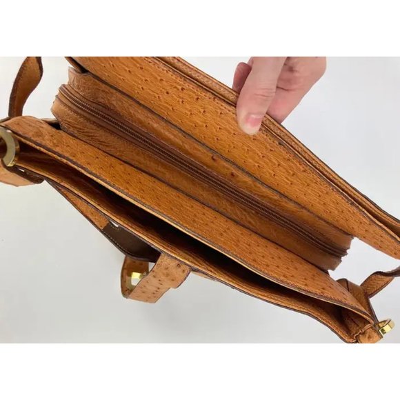 Vintage Mark Cross Tan Ostrich Shoulder Bag c1960s - Picture 9 of 12